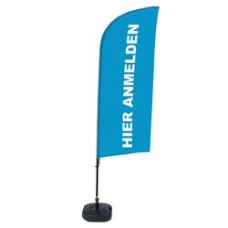 Beach Flag Alu Wind Complete Set Sign In Here Blue German