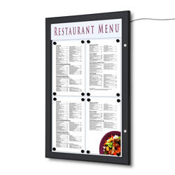 Outdoor Menu Case LED Illuminated With Logo Panel Portrait 4x A4