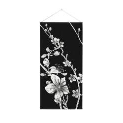 Wall Hanging Tapestry 58 x 160 cm Abstract Japanese Cherry Blossom Black