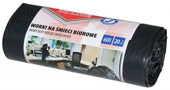 Worki na śmieci biurowe OFFICE PRODUCTS, mocne (LDPE), 60l, 20szt., czarne