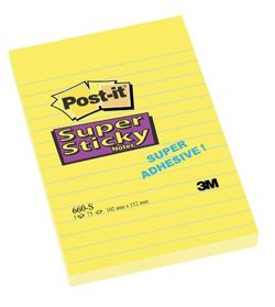 Bloczek samoprzylepny POST-IT® Super Sticky (660-S), 102x152mm, 1x75 kart., żółty