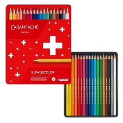 Kredki CARAN D'ACHE Swisscolor Aquarelle, z efektrm akwareli, sześciokątne, 18szt., mix kolorów