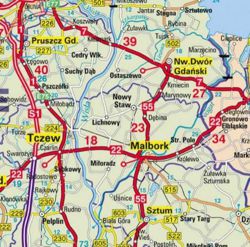 Mapa ścienna Polski administracyjno drogowa w ramie alu. -  110x100 cm