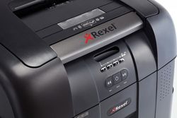 Niszczarka automatyczna REXEL Auto+ 600X, konfetti, P-4, 600 kart., 80l, karty kredytowe/CD, czarna