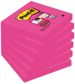 Bloczek samoprzylepny POST-IT® Super sticky, (654-6SS-PNK), 76x76mm, 1x90 kart., fuksja