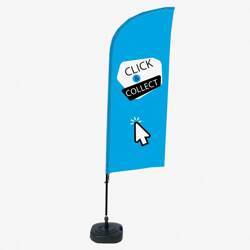 Beachflag Alu Wind Komplett-Set Click & Collect Blau Englisch