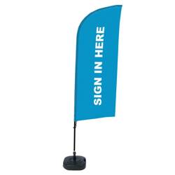Beachflag Alu Wind Komplett-Set Hier Anmelden Blau Englisch