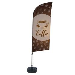 Beachflag Alu Wind Komplett-Set Kaffee Englisch