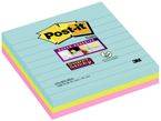 Bloczek samoprzylepny POST-IT® Super Sticky w linie, (675-SS3-MIA), 101x101mm, 3x70 kart., paleta Miami