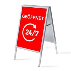 Kundenstopper A1 Komplettset Geöffnet 24/7 Rot Deutsch