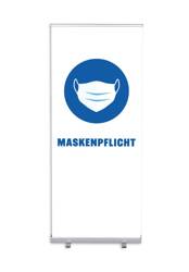 Roll-Banner Budget 85 Komplettset Maskenpflicht Weiß Deutsch