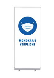 Roll-Banner Budget 85 Komplettset Maskenpflicht Weiß Niederländisch