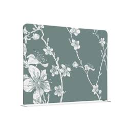 Textil Raumteiler 200-150 Doppel Abstrakte Japanische Kirschblüte Grün