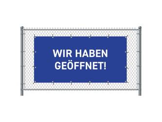 Zaun-Banner 200 x 100 cm Geöffnet Deutsch Blau