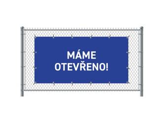 Zaun-Banner 200 x 100 cm Geöffnet Tschechisch Blau