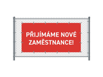 Zaun-Banner 200 x 100 cm Wir Stellen Ein Tschechisch Rot