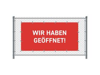 Zaun-Banner 300 x 140 cm Geöffnet Deutsch Rot