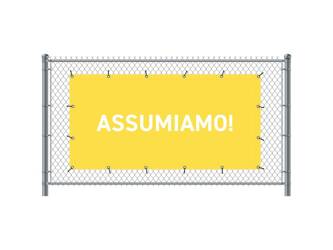 Zaun-Banner 300 x 140 cm Wir Stellen Ein Italienisch Gelb