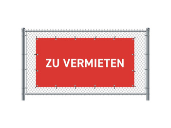 Zaun-Banner 300 x 140 cm Zu Vermieten Deutsch Rot