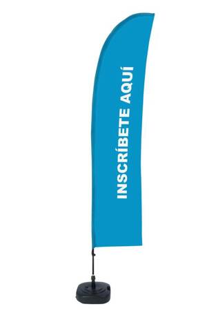 Beach Flag Budget Wind Complete Set Sign In Blue Spanish
