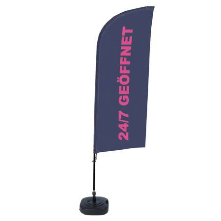 Beachflag Alu Wind Komplett-Set 24/7 Geöffnet Deutsch