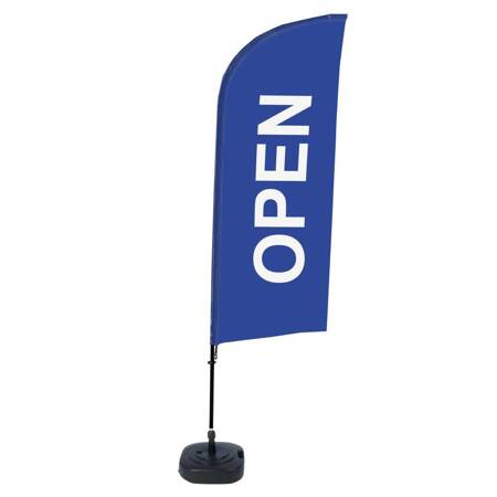 Beachflag Alu Wind Komplett-Set Geöffnet Blau Deutsch