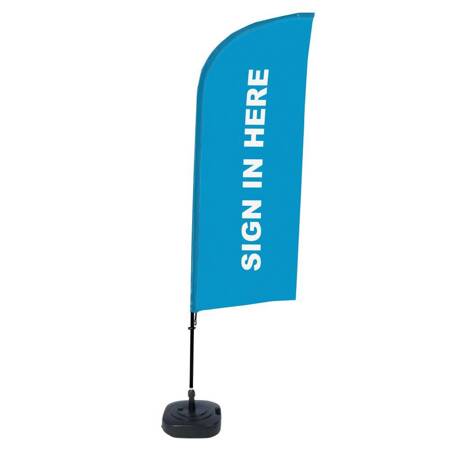 Beachflag Alu Wind Komplett-Set Hier Anmelden Blau Deutsch