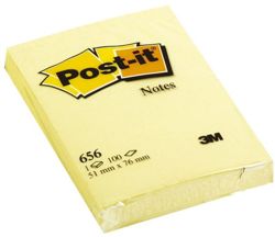 Bloczek samoprzylepny POST-IT® (656), 51x76mm, 1x100 kart., żółty