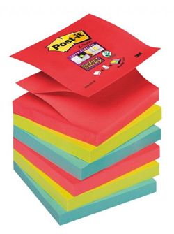 Bloczek samoprzylepny POST-IT® Super sticky Z-Notes (R330-6SS-JP), 76x76mm, 6x90 kart., energiczne kolory