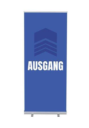 Roll-Banner Budget 85 Komplettset Ausgang Blau Deutsch