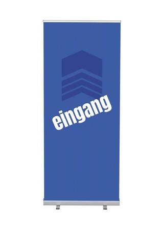 Roll-Banner Budget 85 Komplettset Eingang Blau Deutsch