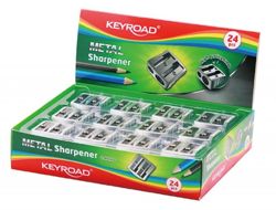 Temperówka KEYROAD, aluminiowa, podwójna, pakowana na displayu, srebrna