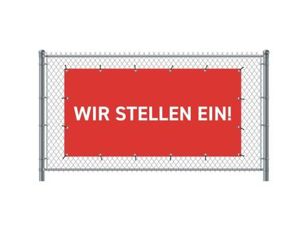 Zaun-Banner 300 x 140 cm Wir Stellen Ein Deutsch Blau