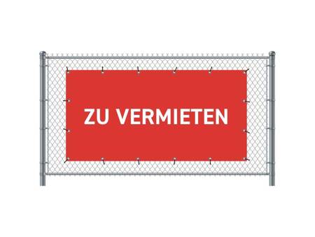 Zaun-Banner 300 x 140 cm Zu Vermieten Deutsch Rot