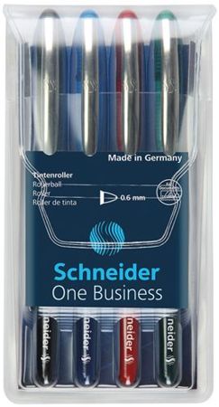 Zestaw piór kulkowych SCHNEIDER One Business, 0,6 mm, 4szt., miks kolorów