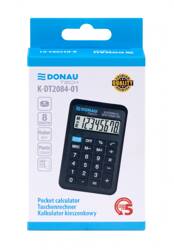 Kalkulator kieszonkowy DONAU TECH, 8-cyfr. wyświetlacz, wym. 97x62x11 mm, czarny