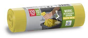 Worki do segregacji odpadów ANNA ZARADNA, metal, plastik, 120 l, 10 szt., żółte, żółty