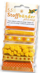 Wstążki materiałowe, żółte i pomarańczowe, 6szt.