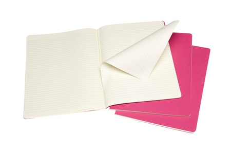 Zestaw 3 zeszytów MOLESKINE Cahier, XL, 19x25cm, w linie, 120 stron, kinetic pink