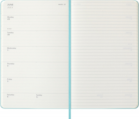 Kalendarz tygodniowy MOLESKINE 2025/26, 18M, L, twarda oprawa, 13x21cm, aquamarine