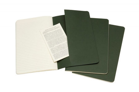 Zestaw 3 zeszytów MOLESKINE Cahier, L, 13x21cm, w linie, 80 stron, myrtle green