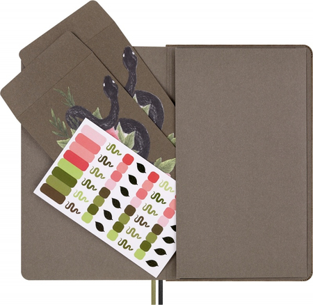 Zestaw KAWECO X MOLESKINE 2025, notes Snake Roses, L, 13x21cm, w linie + długopis, w pudełku