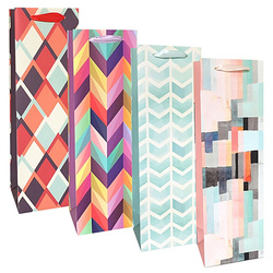 Torebka na wino, 10,5x33x8,5 cm, 4 wzory, mix