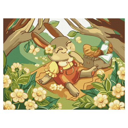 Malowanie po numerach BRUSHME, 30x40 cm, kids, zajączki na pikniku, 1 szt.