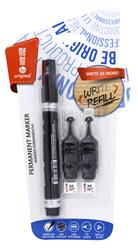 Marker permanentny MEMOBE + 2 ampułki z zapasowym tuszem, okrągła końcówka, kolor czarny