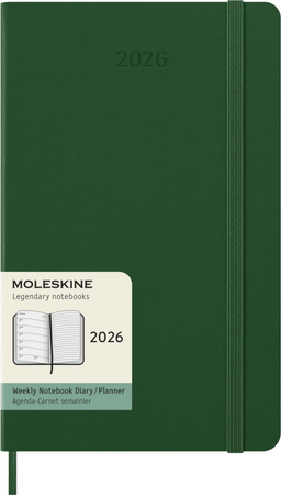 Kalendarz tygodniowy MOLESKINE 2026, 12M, L, twarda oprawa, 13x21cm, myrtle green