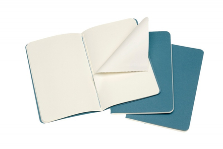 Zestaw 3 zeszytów MOLESKINE Cahier Journals, P, 9x14cm, gładki, 64 strony, brisk blue