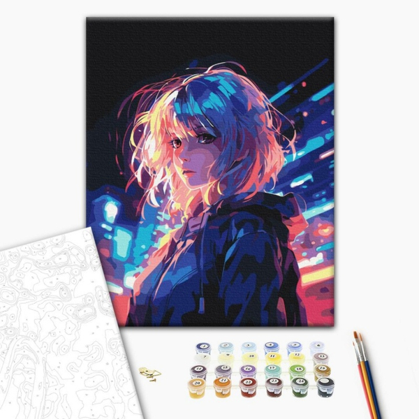 Malowanie po numerach BRUSHME, 40x50 cm, Cyberpunk, 1 szt., w pudełku