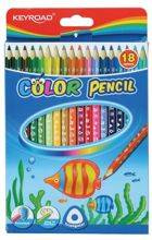 Kredki ołówkowe KEYROAD, trójkątne, 18szt., mix kolorów