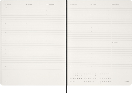 Kalendarz tygodniowy vertykalny MOLESKINE 2026, 15M, XXL, miękka oprawa, 23,5x28cm, czarny